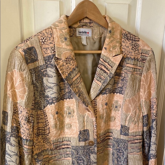 bardehle Jackets & Blazers - Women's Patchwork Pink Floral Blazer Cottagecore Boho Made in Germany Vintage